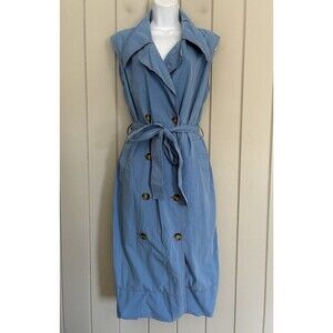 Rejina Pyo Astrid Trench Dress 8 Blue Button Up Double Breasted Belt Collar